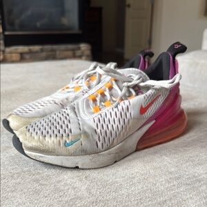 Nike Kids Air Max 270 White and Orange Sneakers